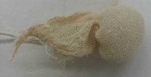 Paraloid in cheesecloth 'bag'